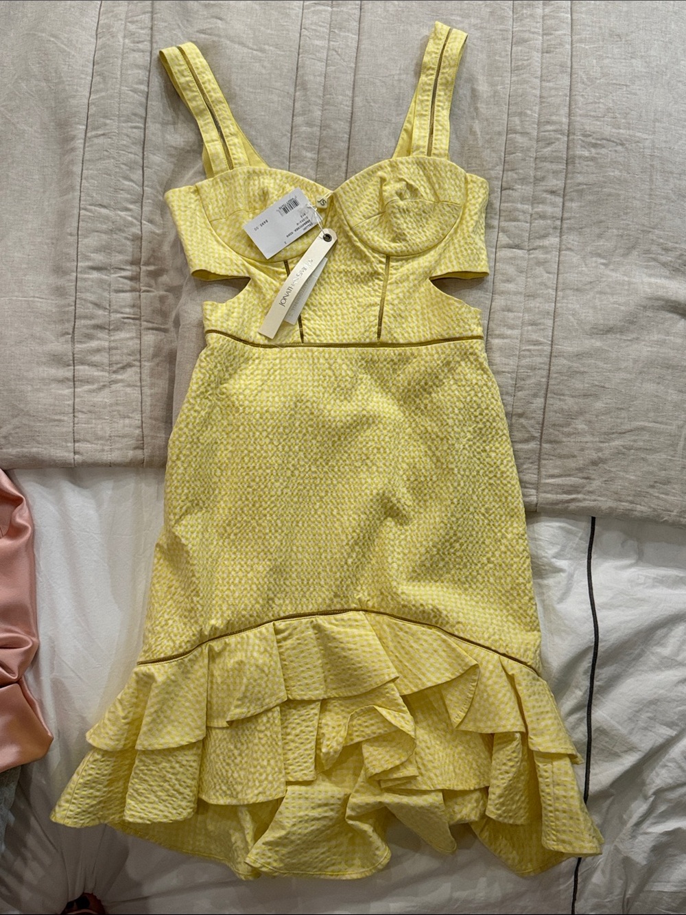 Jonathan simkhai Yellow Ruffle Hem Cutout Sundress